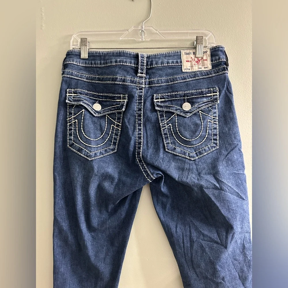 True religion Jennie Big T Mid Rise Curvy Skinny Jean flap pockets Y2K - Picture 13 of 15